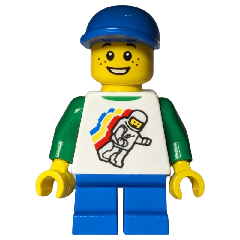 Lego Kid - White Torso, Blue Legs, BLue Cap