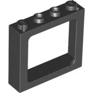 Window 1 x 4 x 3 Train with Shutter Holes and Solid Studs on Ends / Black