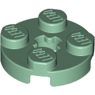 Lego Plate Round 2 x 2 with Axle Hole Type 1 (+ Opening) / Sand Green
