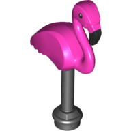Lego Animal, Bird, Flamingo with Dark Pink Body print / Black