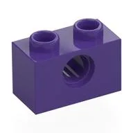 Technic Brick 1 x 2 [1 Pin Hole] / Dark Purple