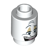 Lego Brick Round 1 x 1 Open Stud with Face Print (Lumiere) / White