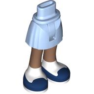 Lego Minidoll Hips and Short Skirt with Medium Brown Legs, Dark Blue Shoes, White Socks print / Bright Light Blue