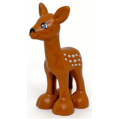 Lego Duplo Animal Deer Fawn, Eyes White on Black / Dark Orange