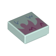 Lego Tile 1 x 1 with Light Aqua/Bright Pink Fur print / Light Aqua