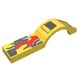 Wheel Arch, Mudguard 1 x 4 1/2 with Flame and Headlight Print / Yellow