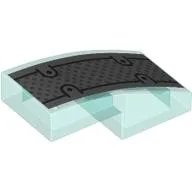 Brick Curved 2 x 1 No Studs with Silver Plating Print / Trans-Light Blue
