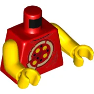 Torso, Tank Top with Pizza Print, Yellow Arms and Hands / Red