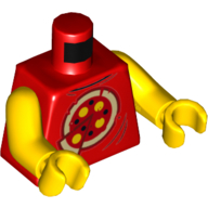 Lego Torso Tank Top with Pizza Print, Yellow Arms and Hands / Red
