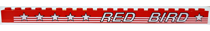 Lego Stickered Assembly 20 x 1 x 1 with White 'RED BIRD' with Stars and Stripes Pattern Model Left Side (Sticker) - Set 5591