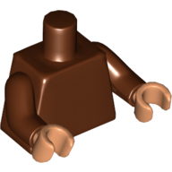 Lego Torso, Reddish Brown Arms, Nougat Hands [Plain] / Reddish Brown