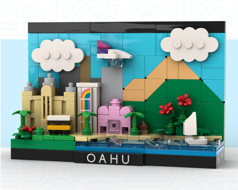 Lego Island of O‘ahu (Hawaii) Postcard | Waikiki Beach
