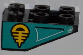 Lego Slope, Inverted 33 3 x 2 with Flat Bottom Pin without Connections between Studs with Black and Yellow Symbol and Air Intake Pattern on Both Sides (Stickers) - Set 8269