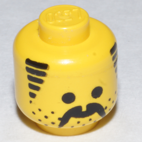 Lego Minifig Head Governor, Moustache, Stubble and Sideburns Black Print