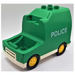 Duplo Van, with White Base, Yellow Hubs, and 'POLICE' Print / Green