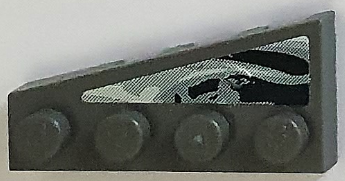Lego Wedge, Plate 4 x 2 Right with Black and Gray Swirl Pattern (Sticker) - Set 8161