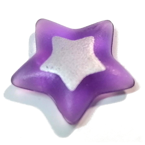 Lego Clikits Icon, Star 2 x 2 Large with Pin, Silver Star Print / Trans-Medium Purple