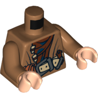 Lego Torso Coat with Brown Shirt and Belt with Pouch Print, Medium Nougat Arms, Light Nougat Hands / Medium Nougat