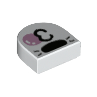 Lego Tile 1 x 1 Half Circle with Snout, Bubble Gum print / White