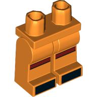 Lego Hips and Orange Legs with Dark Red Knee Bands, Black Toe print / Orange