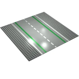 Baseplate 32 x 32 with 7-Stud Straight with Road with White Sidelines Print / Light Gray