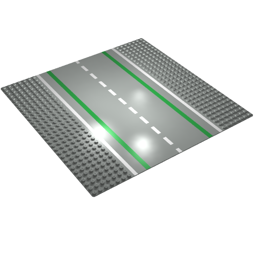 Lego Baseplate 32 x 32 with 7-Stud Straight with Road with White Sidelines Print / Light Gray