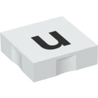 Duplo Tile 2 x 2 with Lowercase 'u' Print / White