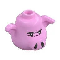 Minifig Head Special, Pig with Angry Eyes Print (Pigsy) / Bright Pink