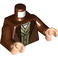 Torso Jacket with Dark Red Stripes, Olive Green Vest, Tan and White Undershirts Print, Reddish Brown Arms, Light Nougat Hands / Reddish Brown