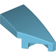Lego Brick Wedged, Curved 2 x 1 with Stud Notch Right / Medium Azure