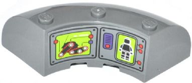 Lego Brick, Round Corner 6 x 6 x 2 with Garmatron and Minifigure on Screens Pattern (Sticker) - Set 70504