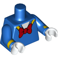 Lego Torso Sailor Suit, Yellow Collar Trim and Large Red Bow Tie Print, Blue Arms with Yellow Cuffs Print, White Hands / Blue
