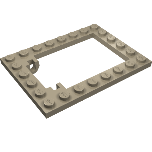 Lego Plate Special 6 x 8 Trap Door Frame Horizontal / Dark Tan