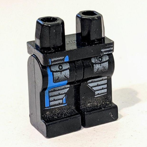 Lego Hips and Black Legs with Gray Pockets and Blue Stripe Print / Black
