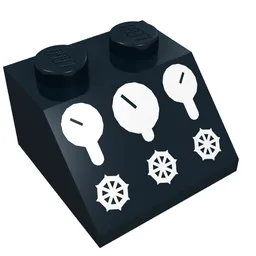 Brick Sloped 45° 2 x 2 with 3 Gauges and 3 Knobs Print / Black