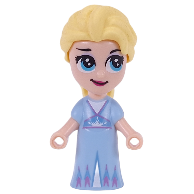 Lego Elsa - Microdoll, Bright Light Blue Dress, Hair in Tail, Looking Up
