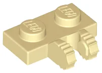 Hinge Plate 1 x 2 Locking with 2 Fingers on Side, 9 Teeth / Tan