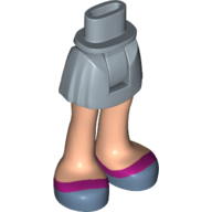 Lego Minidoll Hips and Short Skirt with Light Nougat Legs, Sand Blue Shoes with Magenta Stripe Print