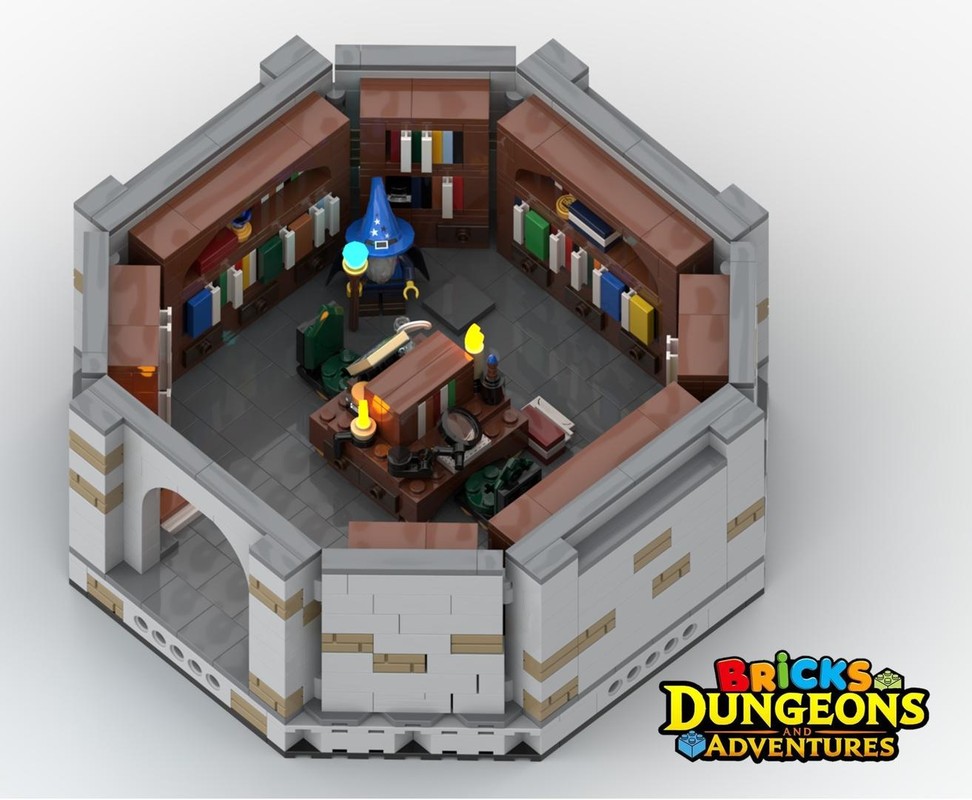 LEGO Castle The Library Instructions (PDF), Human Wizard figurine, Bricks Dungeons and Adventures