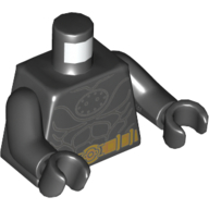 Lego Torso Muscles with Gold Utility Belt Print, Black Arms and Hands / Black