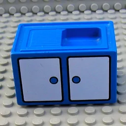 Duplo Sink with Cabinet Doors Print / Blue