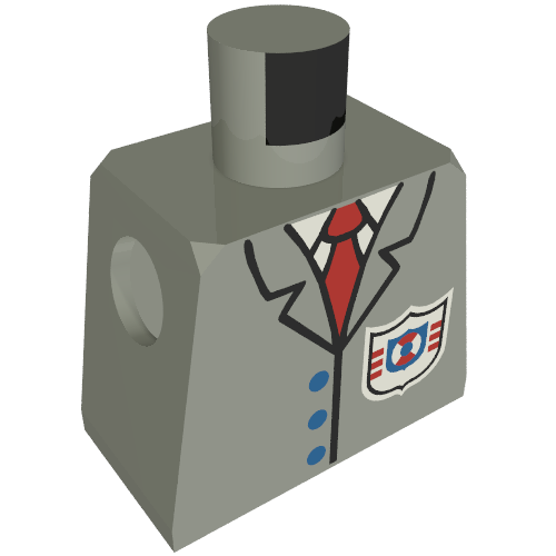 Lego Torso Rescue Coast Guard Logo, Red Tie, Suit Buttons Print