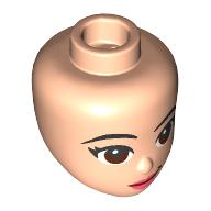 Lego Minidoll Head Black Eyebrows, Reddish Brown Eyes, Coral Lips / Light Nougat