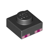 Plate 1 x 1 with 4 Light Purple and 2 Purple Squares Print (Minecraft Enderman eyes) / Black