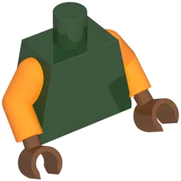 Torso Tunic, Skull with Crossed Swords, Red Belt Print, Orange Arms, Reddish Brown Hands / Dark Green
