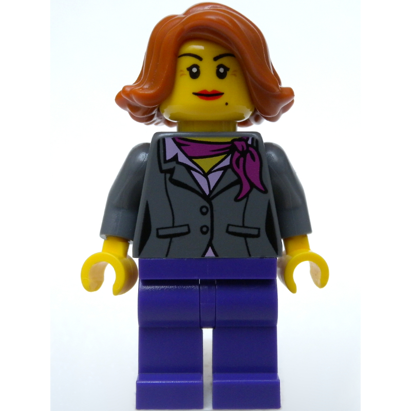 Lego Dark Bluish grey Torso, Jacket, Dark Purple Legs, Dark Orange Hair