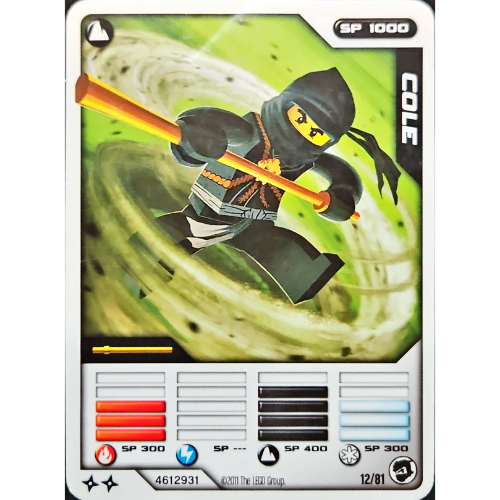 Lego Trading Card, Ninjago Deck #1: 12 - Cole - International Version / [No Color/Any Color]