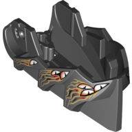 Lego Large Figure Head, Jaw with Axle Hole with 12 White and Red Eyes and Gold Markings Print