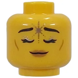 Minifig Head Unicorn Elf, Cheek Lines, Nougat Lips, Neutral / Closed Eyes, Silver Star