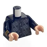 Torso, Sand Blue Decorations, Runes, Gold Bands on Arms Print, Dark Blue Arms, Light Nougat Hands / Dark Blue